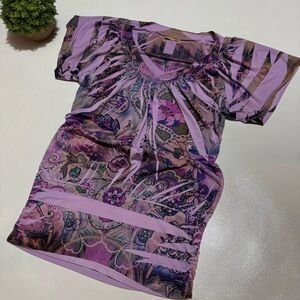 Body Central Vintage Y2K Purple Fairy Grunge Gypsy Jasmine Top Shirt Size Medium